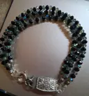 Evening Glam black and blue crystal stone bracelet