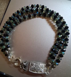 Evening Glam black and blue crystal stone bracelet