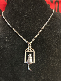 Whiskers & Tails Collection-Silver Cat Silhouette Necklace