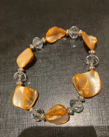 Bracelet-Orange and clear stone stretch bracelet