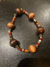 Bracelet-Natural wood and glass bead stretch bracelet