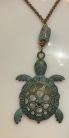 Sand & Sea-Turtle Necklace w Jade Green Stone