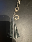 Leather Handbag/Key Charm,Silver Metallic Tassle With Mini Charm Accent-Metallic Charm Collection.with Charm 