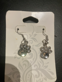 Whiskers & Tails-Silver Paw Print Earrings